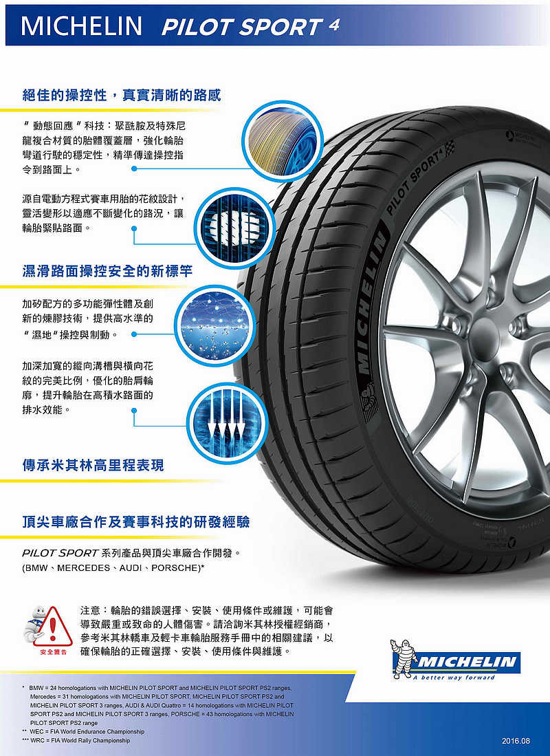 全面進化更享極致駕馭樂趣 米其林《Michelin》新世代高性能胎款《Pilot Sport 4》在臺發表 全面進化更享極致駕馭樂趣 米其林《Michelin》新世代高性能胎款《Pilot Sport 4》在臺發表