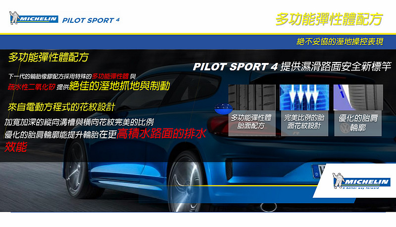 濕地性能更強化 駕馭樂趣再提升─米其林性能胎款《Michelin Pilot Sport 4》體驗 濕地性能更強化 駕馭樂趣再提升─米其林性能胎款《Michelin Pilot Sport 4》體驗