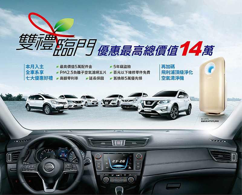 《Nissan》雙禮臨門購車優惠開跑 回饋總值最高達14萬元 《Nissan》雙禮臨門購車優惠開跑 回饋總值最高達14萬元