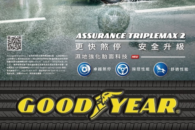 更快煞停安全升級 《Goodyear固特異》隆重推出《Assurance TripleMax 2》 更快煞停安全升級 《Goodyear固特異》隆重推出《Assurance TripleMax 2》