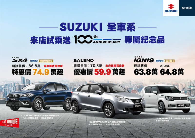 迎接小改款?《Suzuki Swift》宣告完售 《Vitara》再度祭出舊換新現金價64.9萬起 迎接小改款?《Suzuki Swift》宣告完售 《Vitara》再度祭出舊換新現金價64.9萬起
