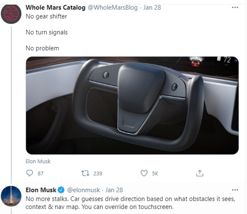 它會自行換檔！Elon Musk解釋為何小改款《Tesla Model S/X》拔掉排檔桿