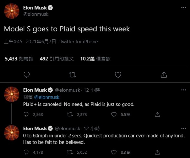 《Model S Plaid+》取消早有跡象？《Tesla Model S Plaid》擠下山豬王破1/4英里加速紀錄！ Musk
